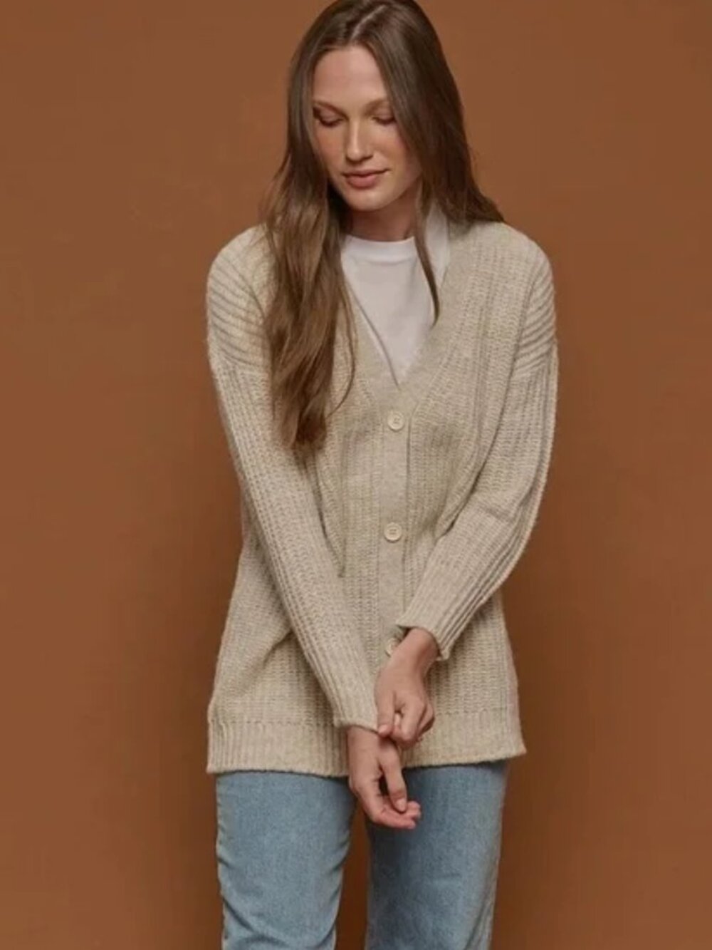 NWT Tradlands Oatmeal Heather Judith Cocoon Wool Cardigan in Women's 1X